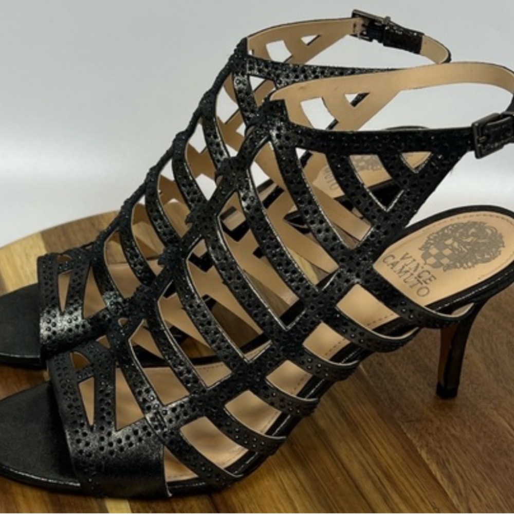 Vince Camuto Black Caged Heels